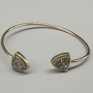SR Gold Open Cuff Bracelet Crystal Druzy Accents